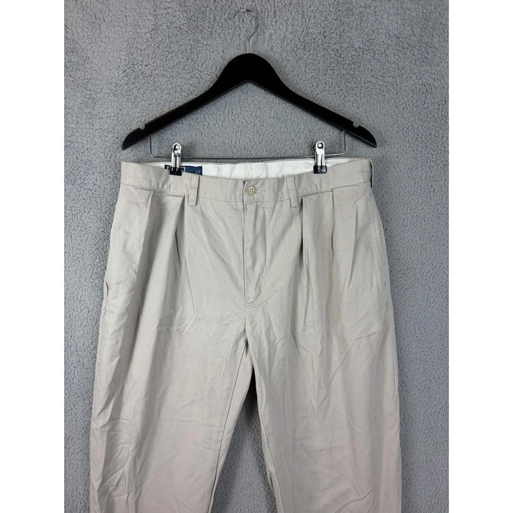 Polo Ralph Lauren Ethan Pants Mens 35x30 Beige Pleated Chino Classic Fit Casual
